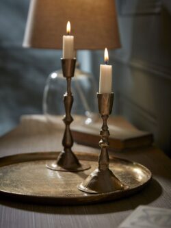 Antiqued Effect Dinner Candle Holder - Large