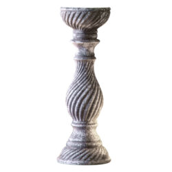 Arcata Large Polyresin Aged Candle Holder In Grey