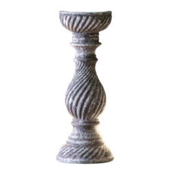 Arcata Small Polyresin Aged Candle Holder In Grey