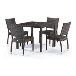 Arlo Rattan Square Dining Table And 4 Side Chairs In Black Brown