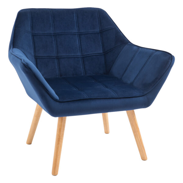 Armchair HOMCOM Accent Chair Wide Arms Slanted Back Padding Iron Frame Wooden Legs Home Bedroom Furniture Seating Blue Aosom UK