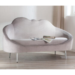 Atlanta Velvet 2 Seater Sofa With Metal Legs In Grey