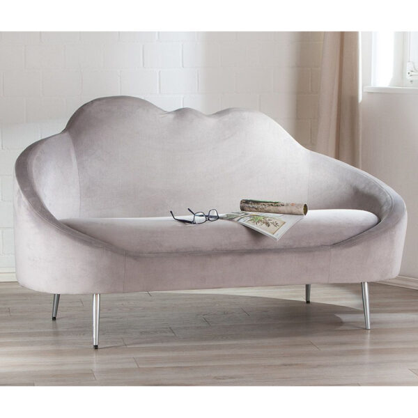 Atlanta Velvet 2 Seater Sofa With Metal Legs In Grey