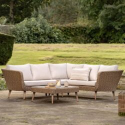 Atmore Outdoor Rattan Corner Lounge Set In Natural