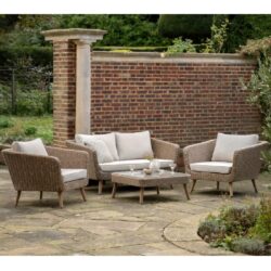 Atmore Outdoor Rattan Lounge Set With Coffee Table In Natural