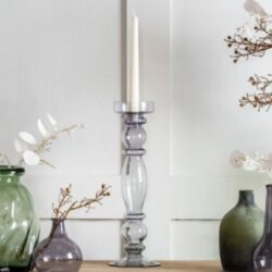 Barco Glass Traditional Candle Holder In Grey