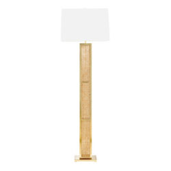 Bellport Floor Lamp - Rattan & Brass