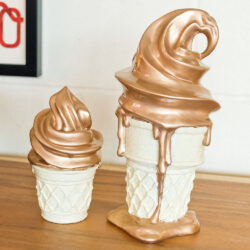 Benanti Resin Set Of 2 Ice Cream Cone Sculpture In Brown