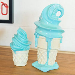 Benanti Resin Set Of 2 Ice Cream Cone Sculpture In Mint