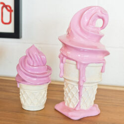 Benanti Resin Set Of 2 Ice Cream Cone Sculpture In Pink