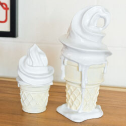 Benanti Resin Set Of 2 Ice Cream Cone Sculpture In White