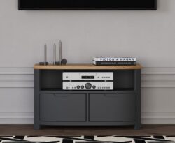 Bradwell Oak and Charcoal Painted Small TV Unit