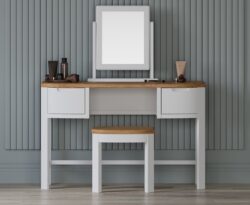 Bradwell Oak and Signal White Painted Dressing Table Set