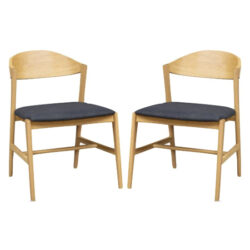 Cairo Natural Oak Wooden Dining Chairs In Pair