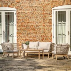 Carlisle Outdoor Wooden Lounge Set With Coffee Table In Natural