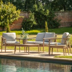 Carlton Outdoor Wooden Lounge Set With Coffee Table In Natural
