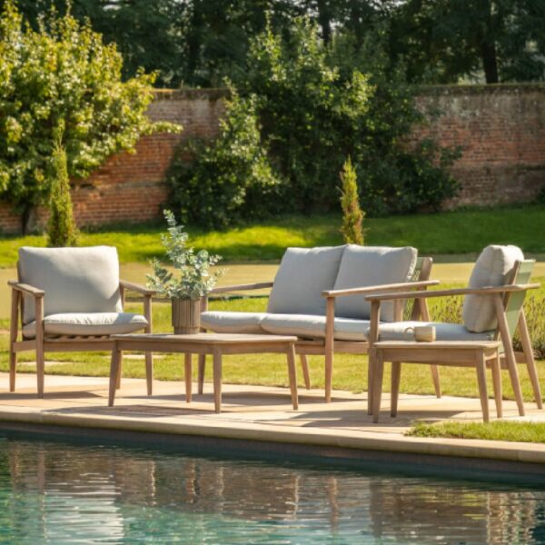 Carlton Outdoor Wooden Lounge Set With Coffee Table In Natural