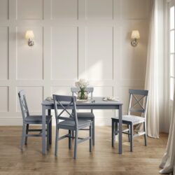 Carlton Wooden Dining Table With 4 Chairs In Anthracite