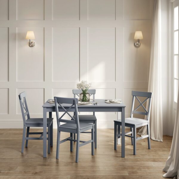 Carlton Wooden Dining Table With 4 Chairs In Anthracite