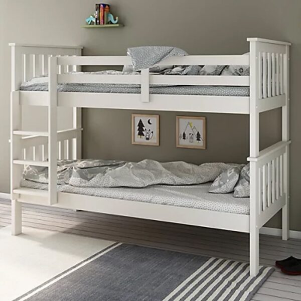 Carolina Wooden Bunk Bed With Ladder In White