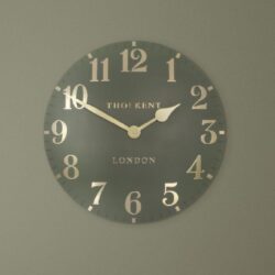 Chantilly Large Metal Mantel Clock In Lichen Green