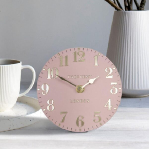 Chantilly Small Metal Mantel Clock In Blush Pink