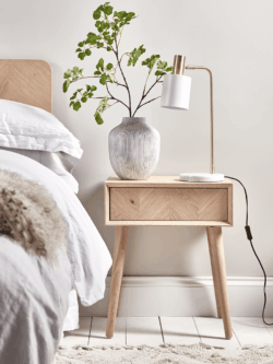 Chevron Oak Bedside Table