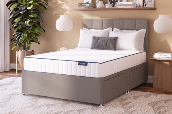 Coolflex Essentials Pocket Mattress + Premium Divan Bed, Bednextday_Silver, No Storage, Single
