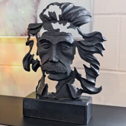 Decatur Metal Albert Einstein Bust Sculpture In Black