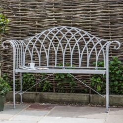 Dickson Outdoor Metal Seating Bench In Distressed Grey