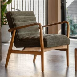 Dotson Fabric Armchair With Wooden Frame In Green