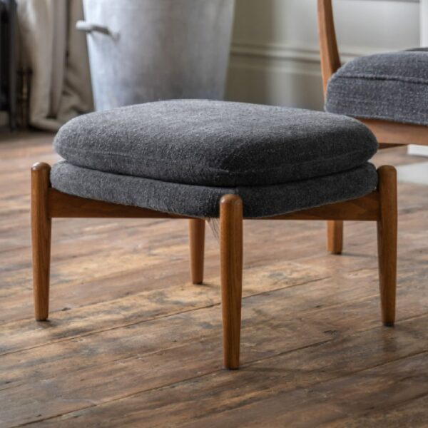 Dotson Fabric Footstool With Wooden Frame In Charcoal