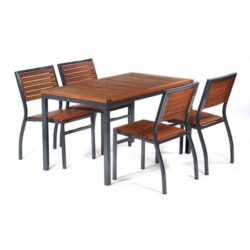 Dylan Wooden Rectangle Dining Table With 4 Side Chairs In Brown