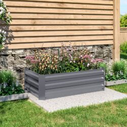 Galvanized Steel Square Raised Garden Bed Planter Box in Grey