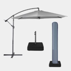 Grey 3m Cantilever Parasol, Base & Cover Set