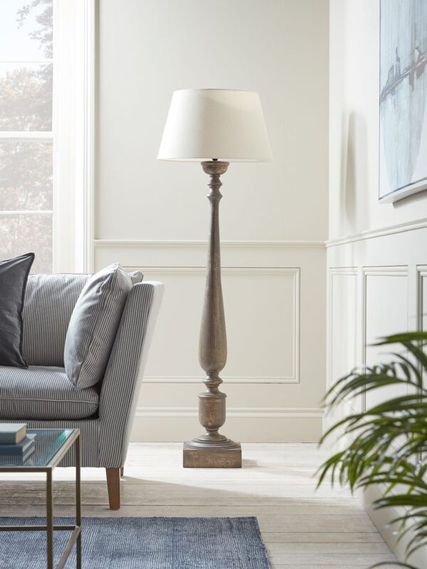 Greywash Turned Floor Lamp