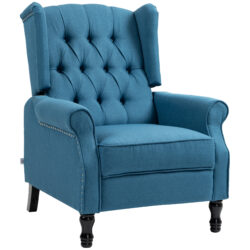 HOMCOM 150° Reclining Vintage Armchair, with footrest - Blue Aosom UK