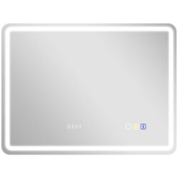 HOMCOM 60 x 80 cm Bluetooth LED Bathroom Mirror with Clock Anti-Fog - Silver Tone