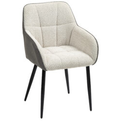 HOMCOM Accent Chair with Foot Pads, Upholstered Armchair with Chenille Fabric Front and PU Back for Living Room Bedroom, Cream White Aosom UK