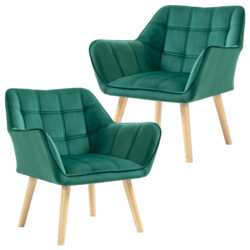 HOMCOM Armchair Accent Chair, Vanity Chair with Wide Arms, Slanted Back, Padding, Wooden Legs, Home Furniture Seating, Set of 2 Aosom UK