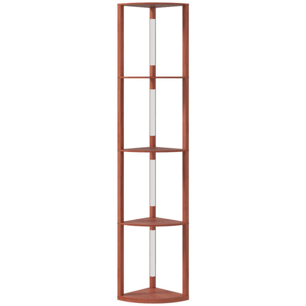 HOMCOM Corner Floor Lamp for Living Room Bedroom with Dimmable Warm White LED Light, Modern Tall Standing Lamp, Brown