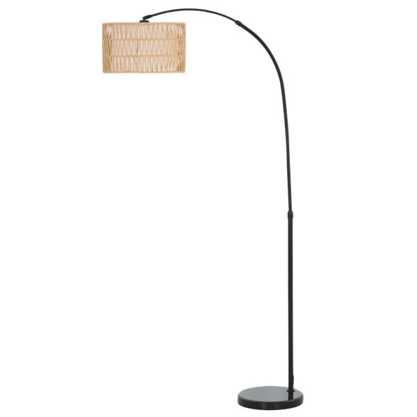HOMCOM Floor Lamp for Living Room, Modern Standing Lamp with Dual-Layer Shade & Foot Switch, Height Adjustable Minimalist Tall Pole Lampshade for Bedroom, Office, Black