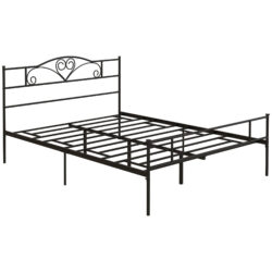 HOMCOM King Size Bed Frame, 5ft4 Metal Bed Base with Headboard and Footboard, 31cm Underneath Storage Space for Bedroom Aosom UK