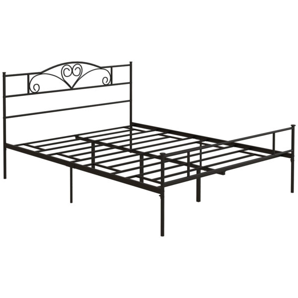 HOMCOM King Size Bed Frame, 5ft4 Metal Bed Base with Headboard and Footboard, 31cm Underneath Storage Space for Bedroom Aosom UK