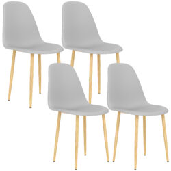 HOMCOM Modern Dining Chairs Set of 4, Kitchen Chairs with Backrest and Steel Legs for Dining Room, Living Room, Grey