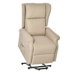 HOMCOM Recliner Armchair for the Elderly with Remote Control, Fabric Electric Recliner Chair for Living Room, Beige
