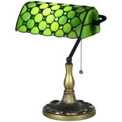 HOMCOM Stained Glass Bedroom Table Lamp, Handmade Antique Bedside Light for Bedroom, Living Room, Home, Nightstand, Green Aosom UK