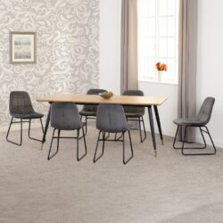 Hanover Oak Wooden Dining Table With 6 Lyster Grey Chairs