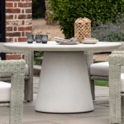 Hewitt Outdoor Glass Concrete Dining Table In Cream