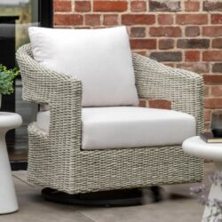 Hewitt Outdoor Rattan Swivel Armchair In Grey